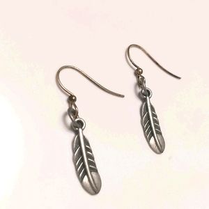 Vintage Silver Feather Earrings